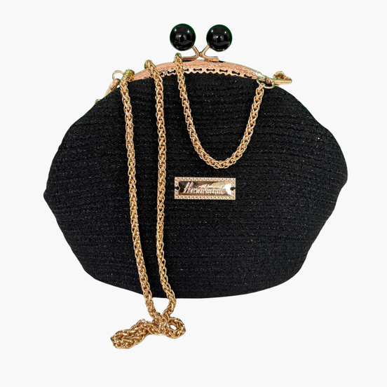 Oval Siyah İnci Boncuklu Burs