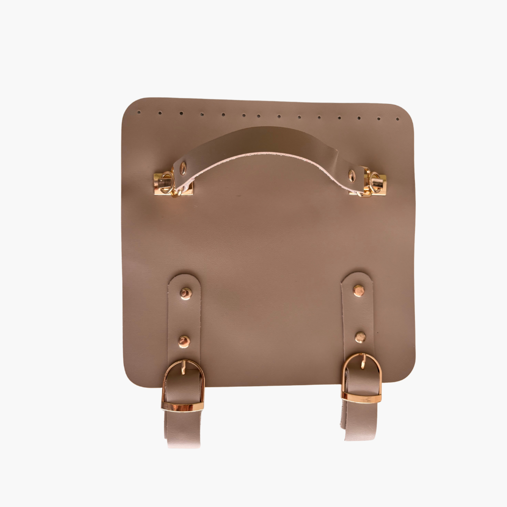 Faux Leather Bag Flap with Handle and Buckle