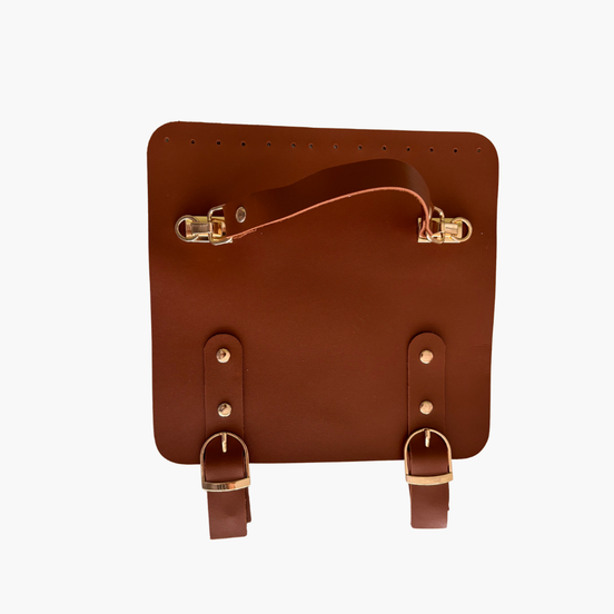 Suni Deri Tutacaklı ve Tokalı Çanta Kapağı