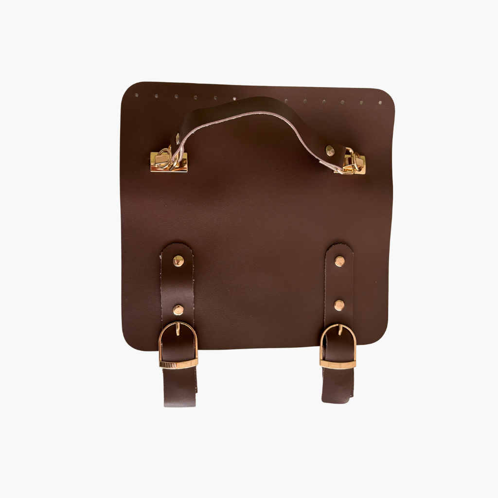 Faux Leather Bag Flap with Handle and Buckle