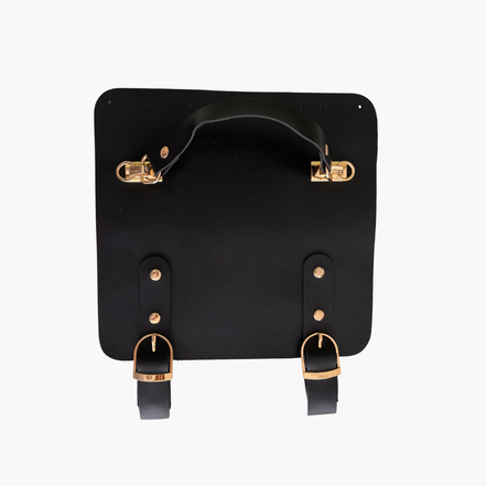 Faux Leather Bag Flap with Handle and Buckle