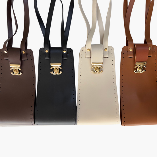 Gold Tokalı Orta Körük Suni Deri Çanta Seti - Channel