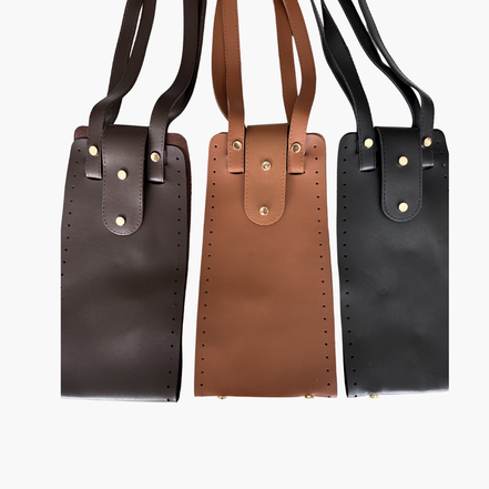 Gold Buckle Faux Leather Middle Gusset Bag Set