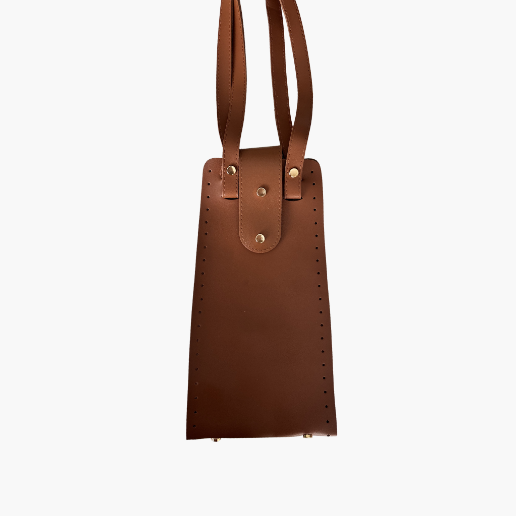Gold Buckle Faux Leather Middle Gusset Bag Set