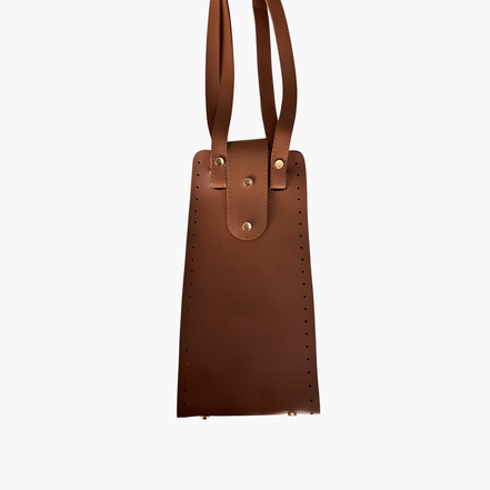 Gold Buckle Faux Leather Middle Gusset Bag Set