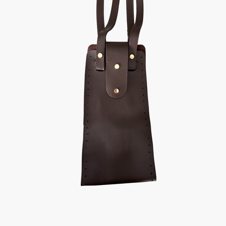 Gold Buckle Faux Leather Middle Gusset Bag Set