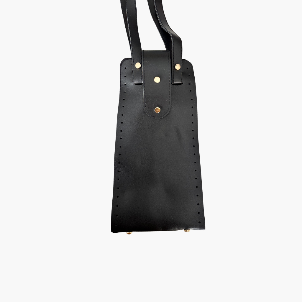 Gold Buckle Faux Leather Middle Gusset Bag Set
