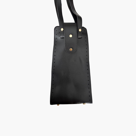 Gold Buckle Faux Leather Middle Gusset Bag Set