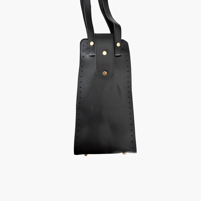 Gold Buckle Faux Leather Middle Gusset Bag Set