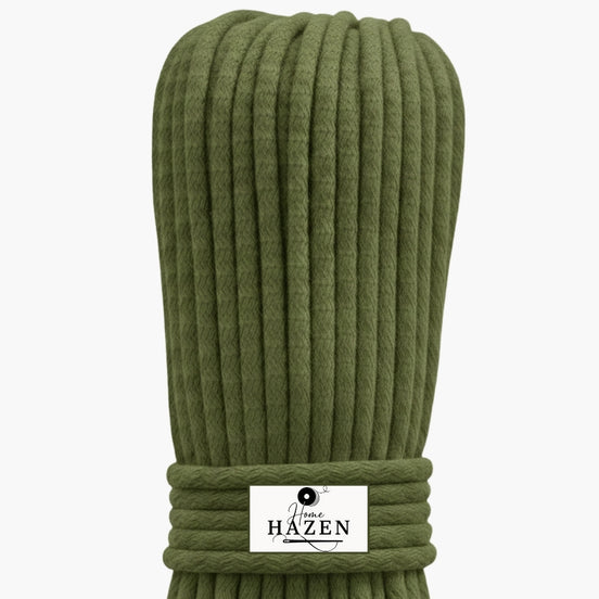 Haki Yeşili Renk 4-5 mm Pamuklu Kordon İp