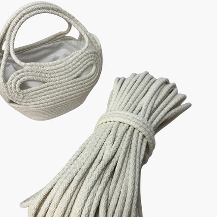 Ekru Renk 6-7 mm Pamuklu Kordon İp