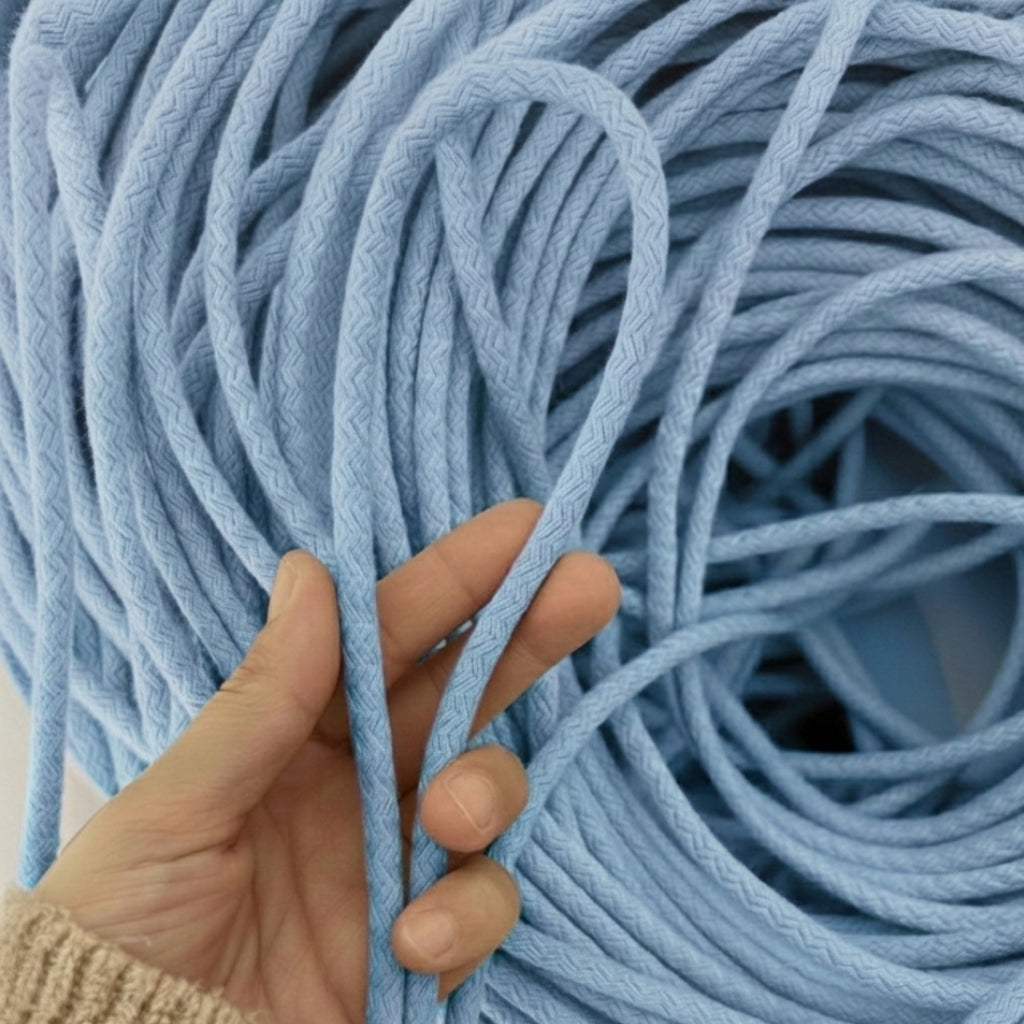 Bebe Mavi Renk 6-7 mm Pamuklu Kordon İp