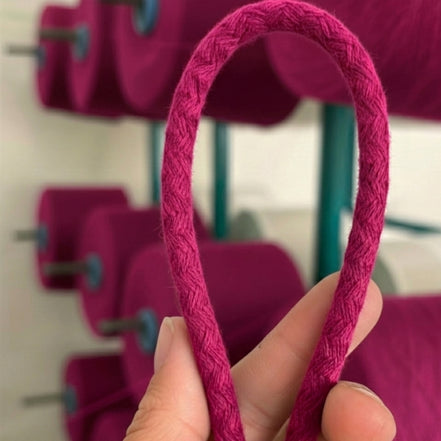 Fuşya Renk 6-7 mm Pamuklu Kordon İp
