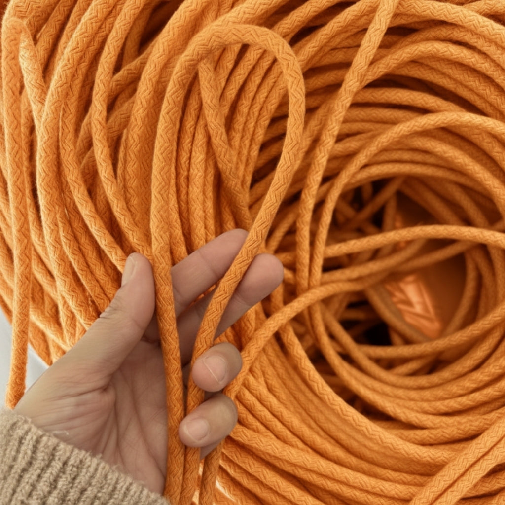 Turuncu Renk 6-7 mm Pamuklu Kordon İp