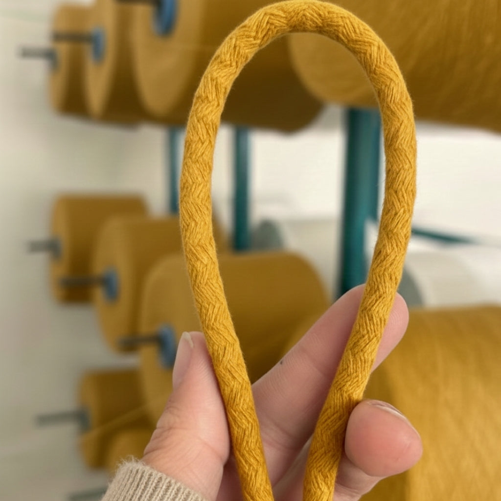 Hardal Sarı Renk 6-7 mm Pamuklu Kordon İp