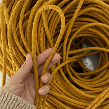 Hardal Sarı Renk 6-7 mm Pamuklu Kordon İp