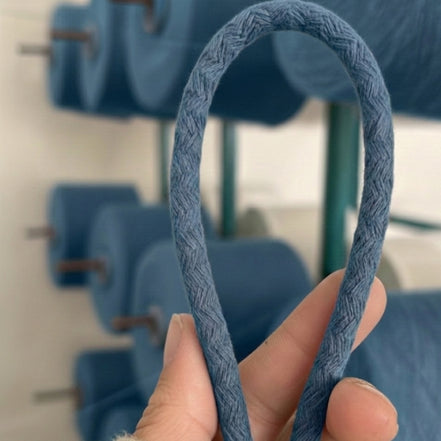 Indigo Renk 6-7 mm Pamuklu Kordon İp