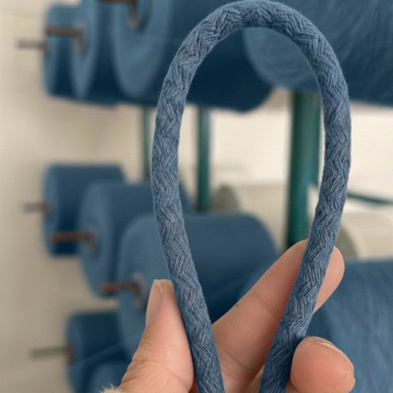 Indigo Renk 6-7 mm Pamuklu Kordon İp