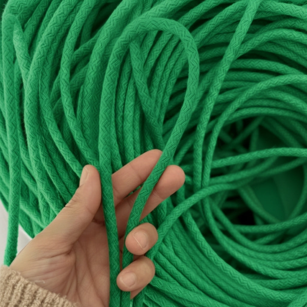 Çam Yeşili Renk 6-7 mm Pamuklu Kordon İp