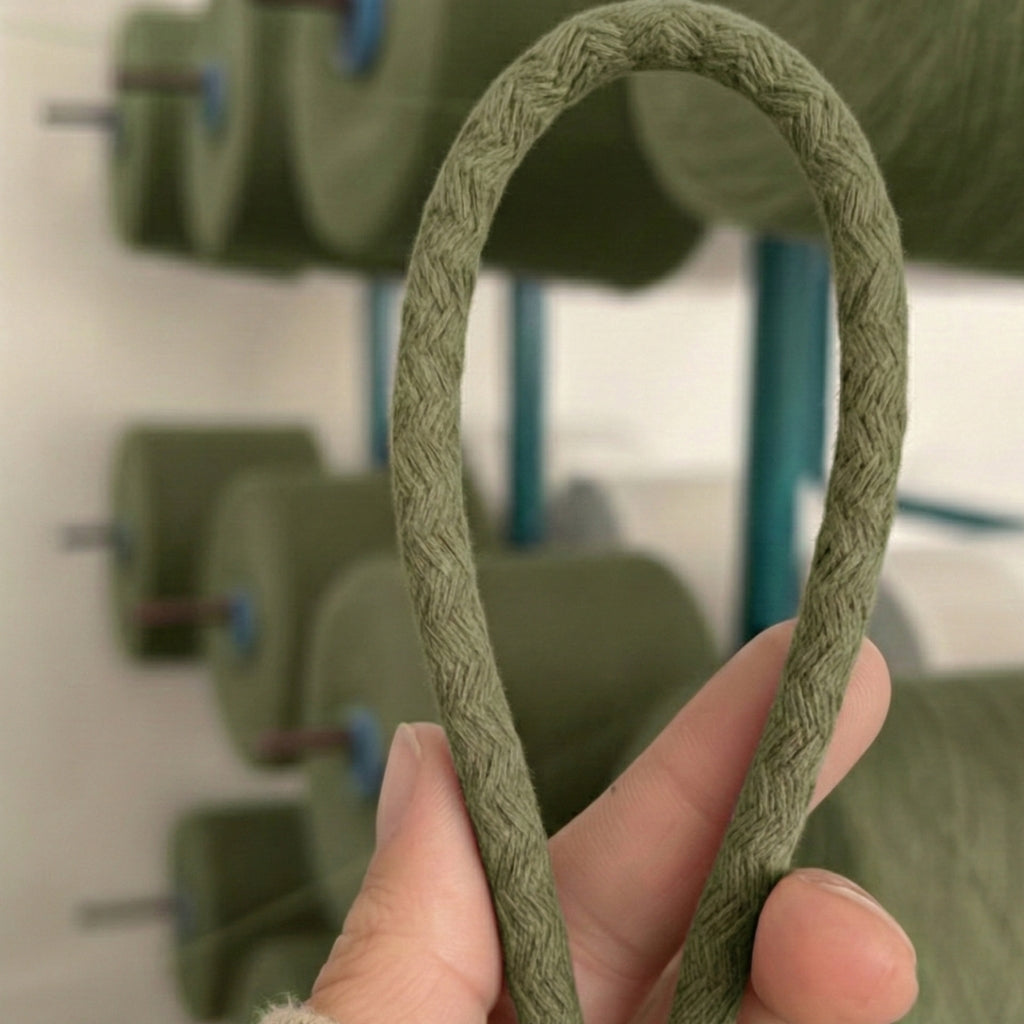 Haki Yeşili Renk 6-7 mm Pamuklu Kordon İp