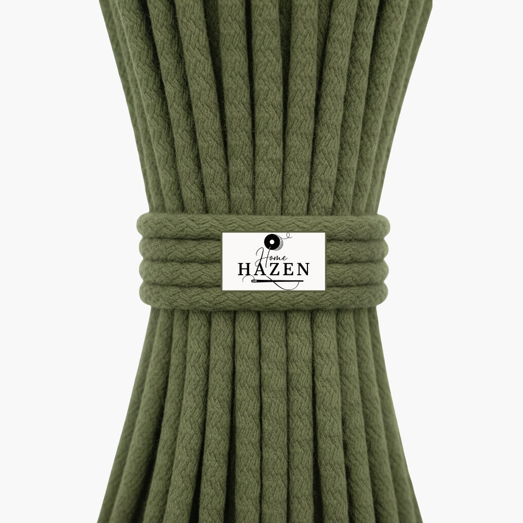 Haki Yeşili Renk 6-7 mm Pamuklu Kordon İp