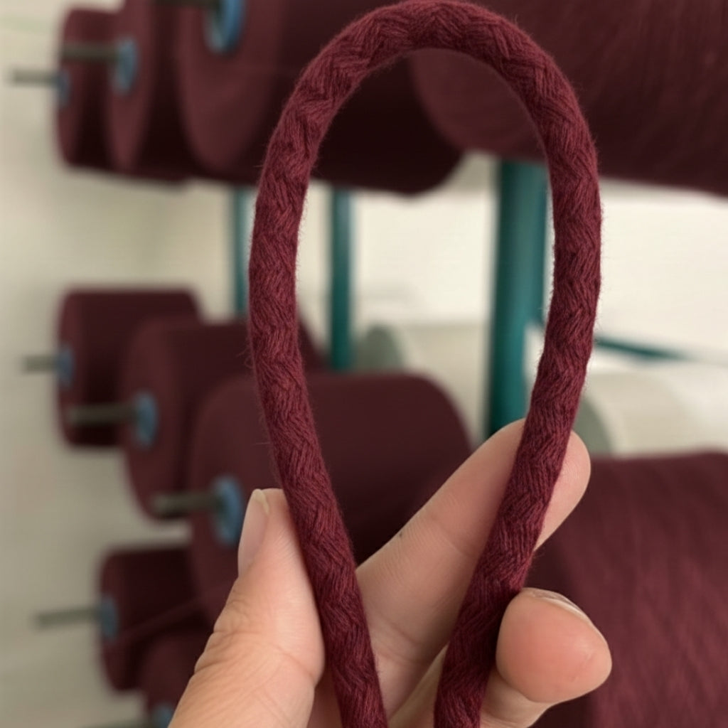 Bordo Renk 6-7 mm Pamuklu Kordon İp