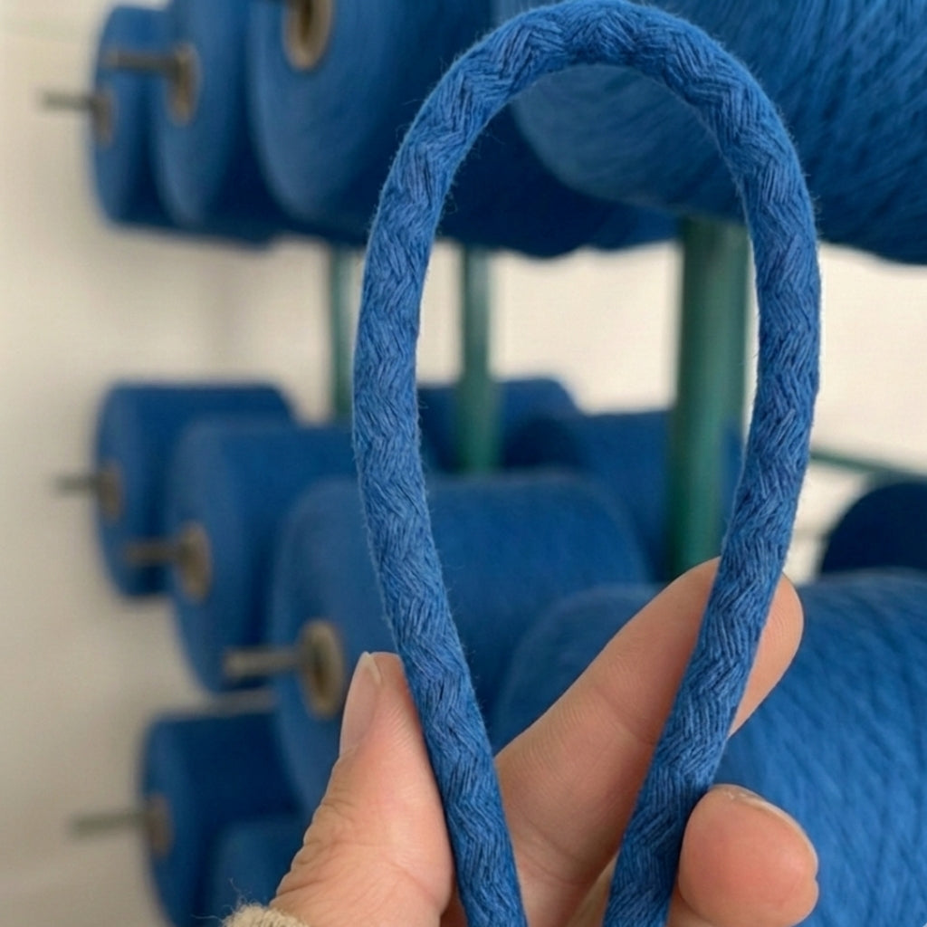 Saks Mavi Renk 6-7 mm Pamuklu Kordon İp