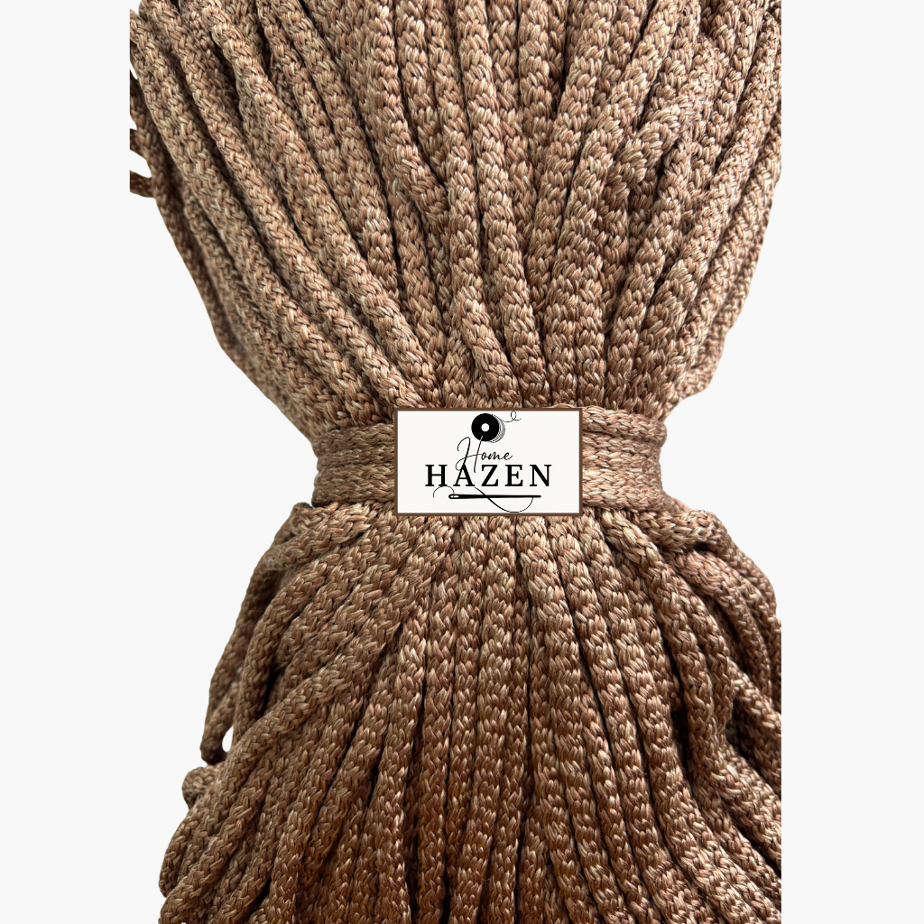 Kahverengi Renk 6-7 mm Dolgusuz Kırçıllı Polyester Kordon İp
