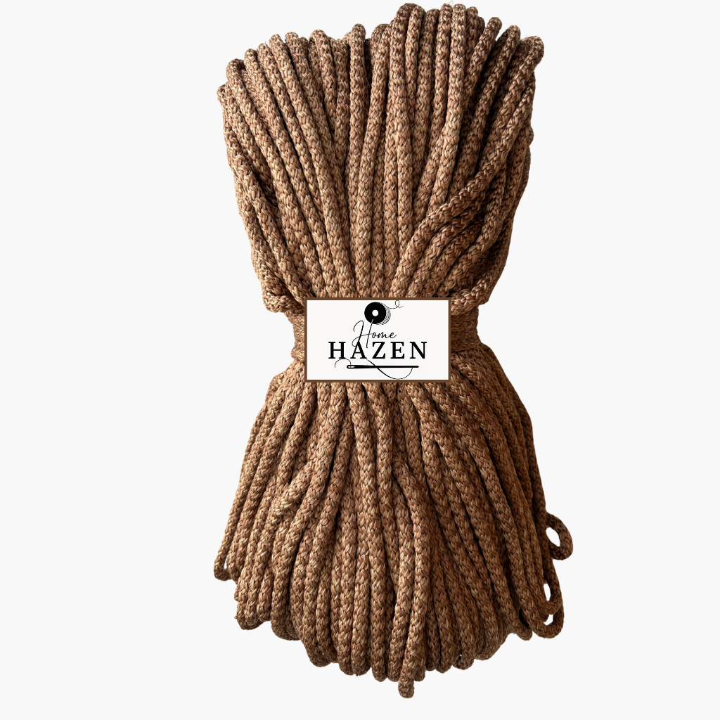 Kahverengi Renk 6-7 mm Dolgusuz Kırçıllı Polyester Kordon İp