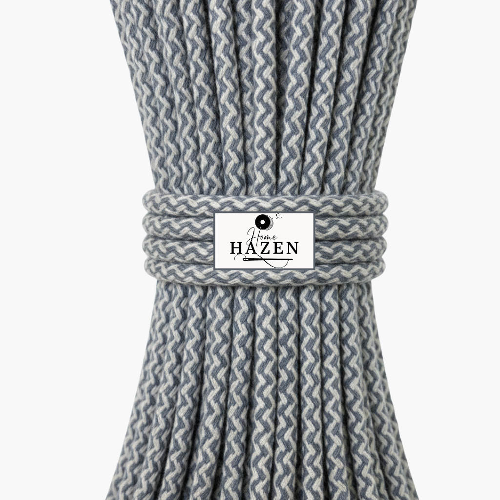 Indigo-Ekru Renk 6-7 mm Kırçıllı Pamuklu Kordon İp