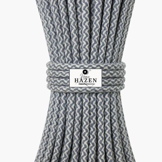 Indigo-Ekru Renk 6-7 mm Kırçıllı Pamuklu Kordon İp