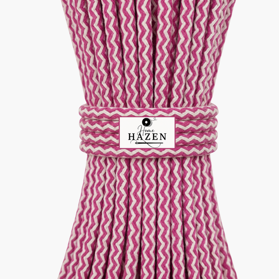 Fuşya-Ekru Renk 6-7 mm Kırçıllı Pamuklu Kordon İp