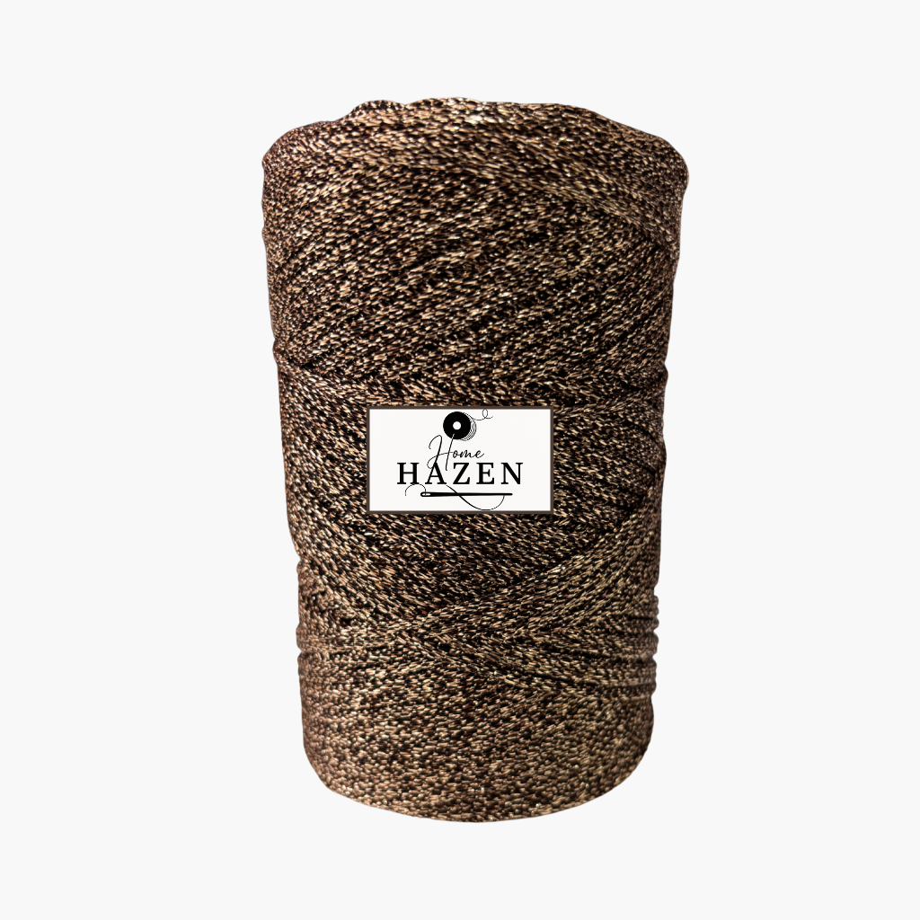 Kahverengi Renk 2 mm Simli Polyester Makrome İp