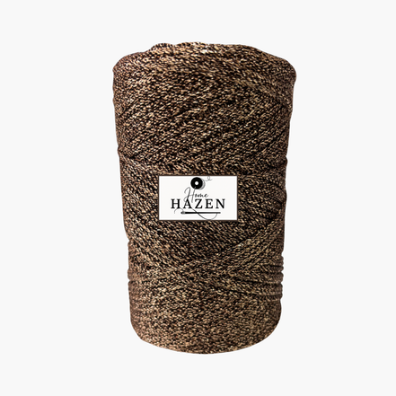 Kahverengi Renk 2 mm Simli Polyester Makrome İp