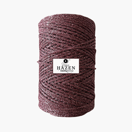 Gül Kurusu Renk 2 mm Simli Polyester Makrome İp