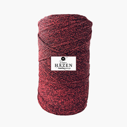Kırmızı Renk 2 mm Simli Polyester Makrome İp