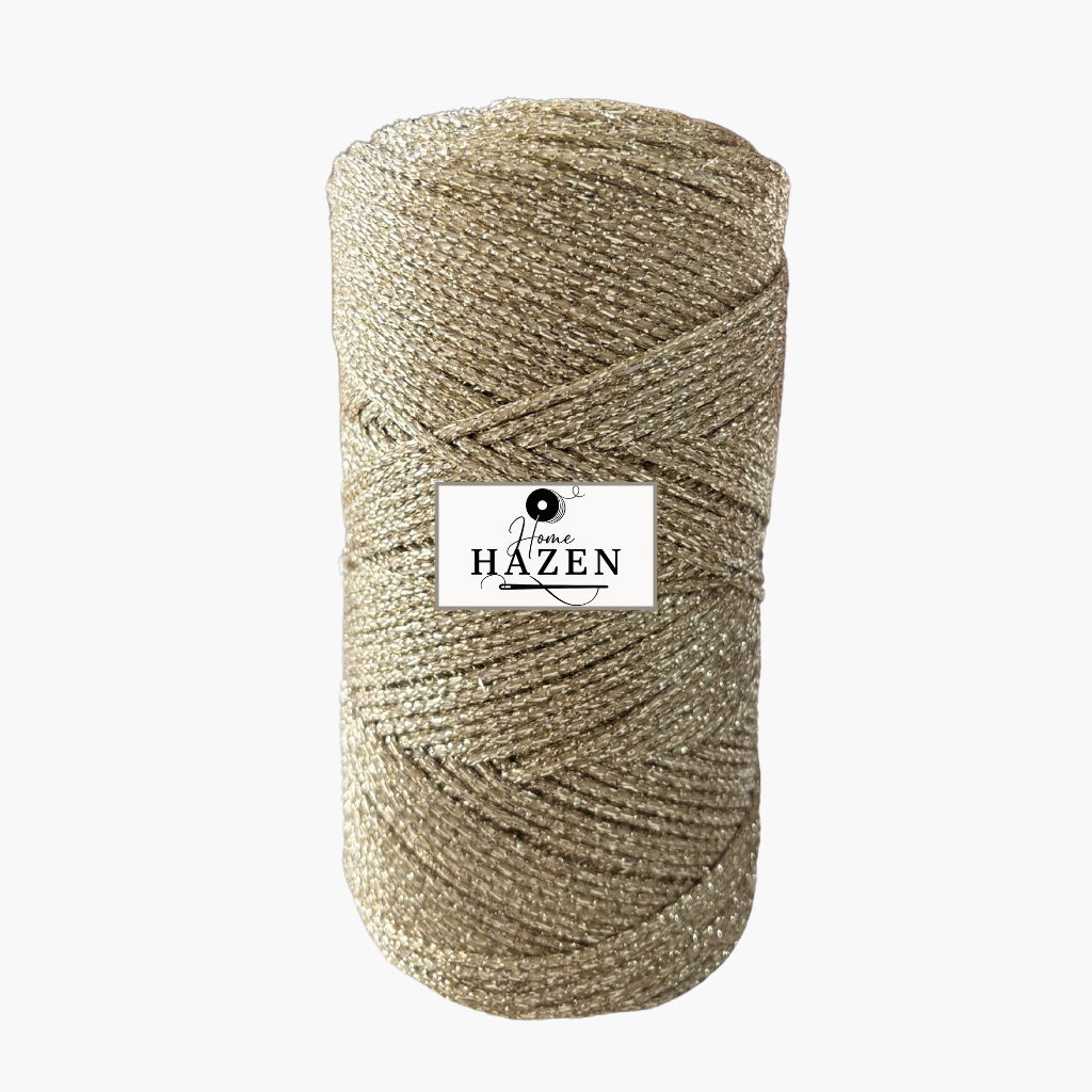 Sarı Renk 2 mm Simli Polyester Makrome İp