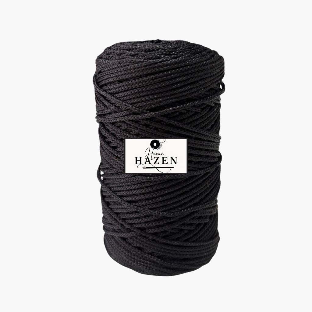 Siyah Renk 2,5 mm Polyester Makrome İp