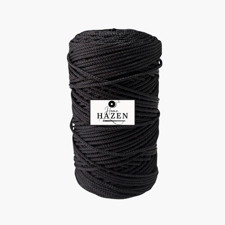 Siyah Renk 2,5 mm Polyester Makrome İp