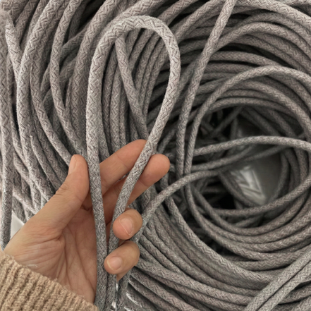 Gri Renk 6-7 mm Simli Pamuklu Kordon İp