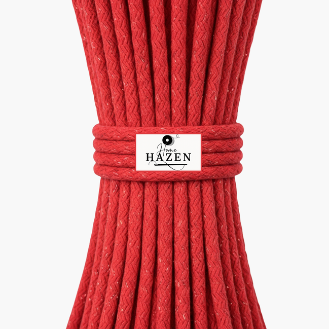 Kırmızı Renk 6-7 mm Simli Pamuklu Kordon İp