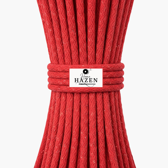 Kırmızı Renk 6-7 mm Simli Pamuklu Kordon İp